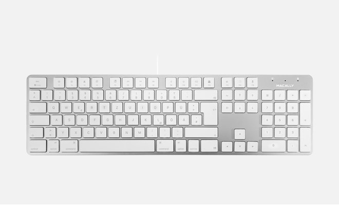 Ultracienka klawiatura aluminiowa Macally SLIMKEYPROA USB do Mac