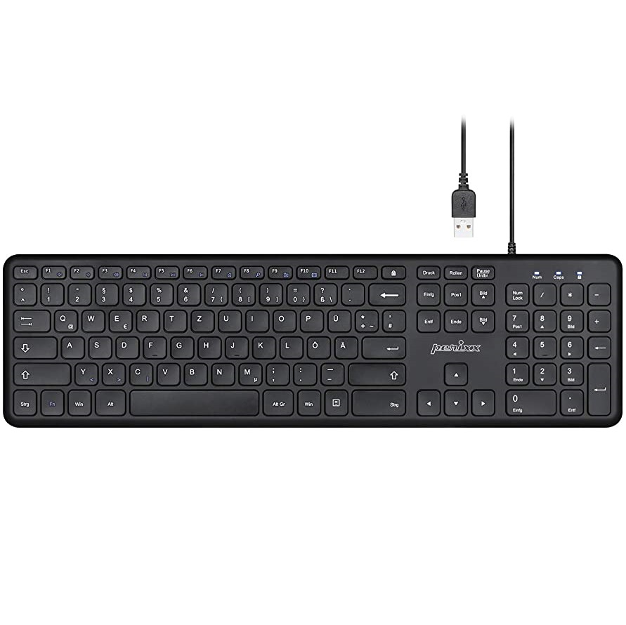 Klawiatura przewodowa Perixx PERIBOARD-210 HW156A-3 QWERTZ czarna