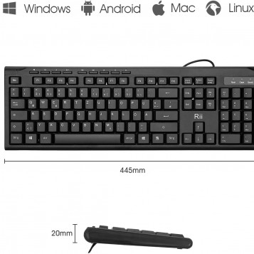 Rii RK907 USB Mac PC – klawiatura przewodowa (używany)