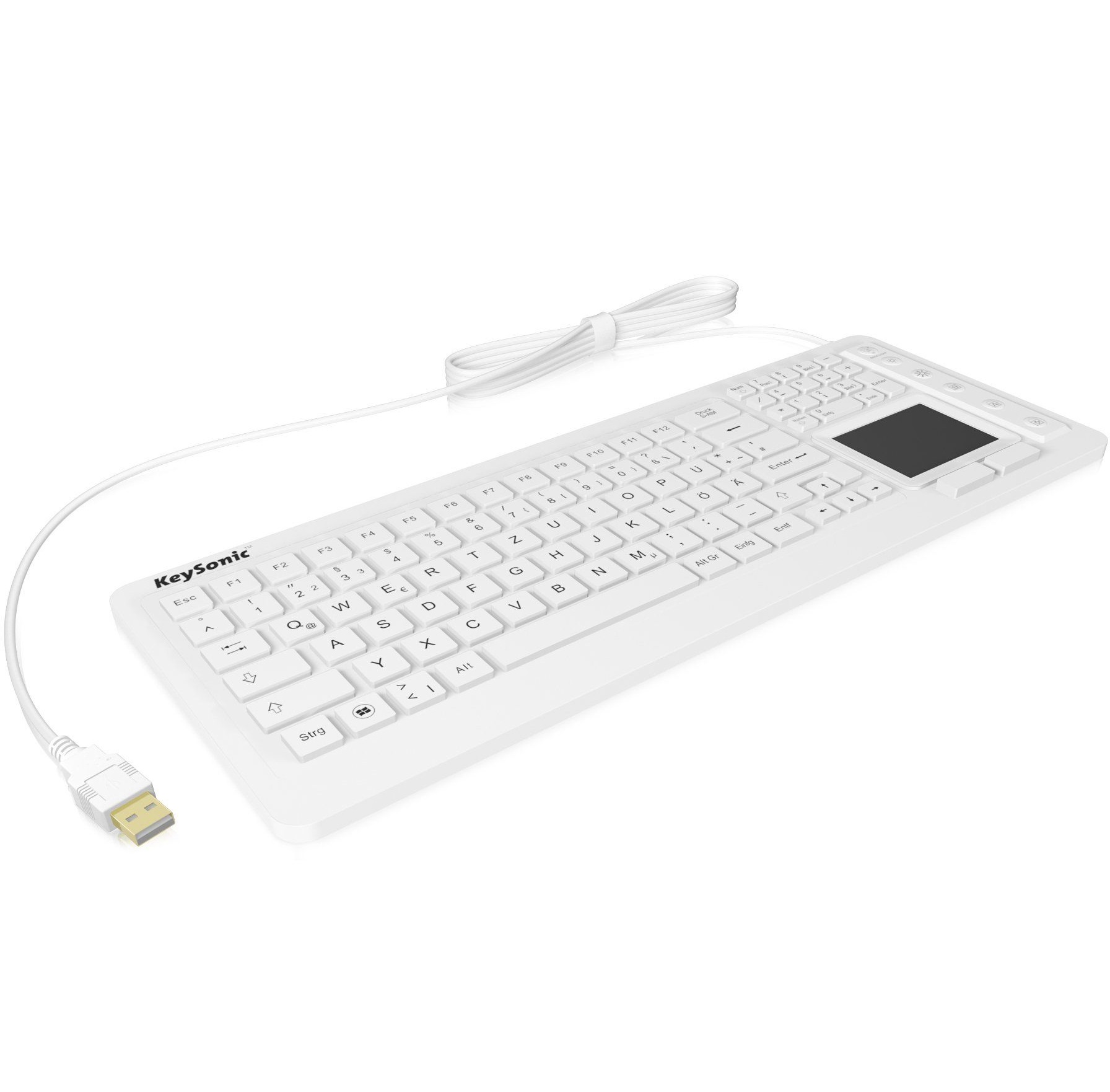 Klawiatura przewodowa KeySonic KSK-6231 INEL QWERTZ wodoodporna biały