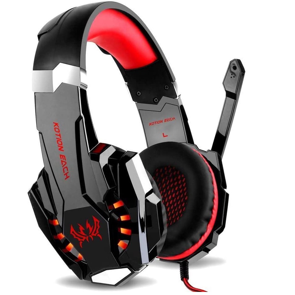 Słuchawki przewodowe GAMING KOTION Each G9000 LED dla graczy czerwone