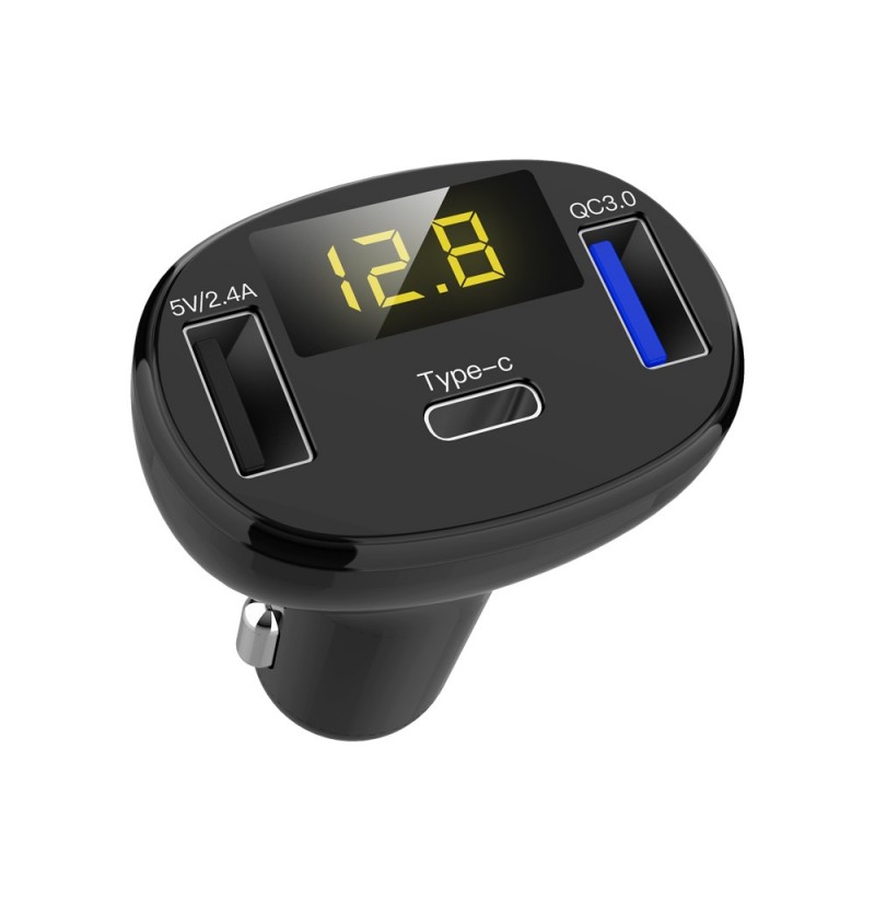 Ładowarka samochodowa Quelima C02 QC3.0 LCD czarna