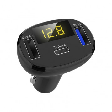 Ładowarka samochodowa Quelima C02 QC3.0 LCD czarna