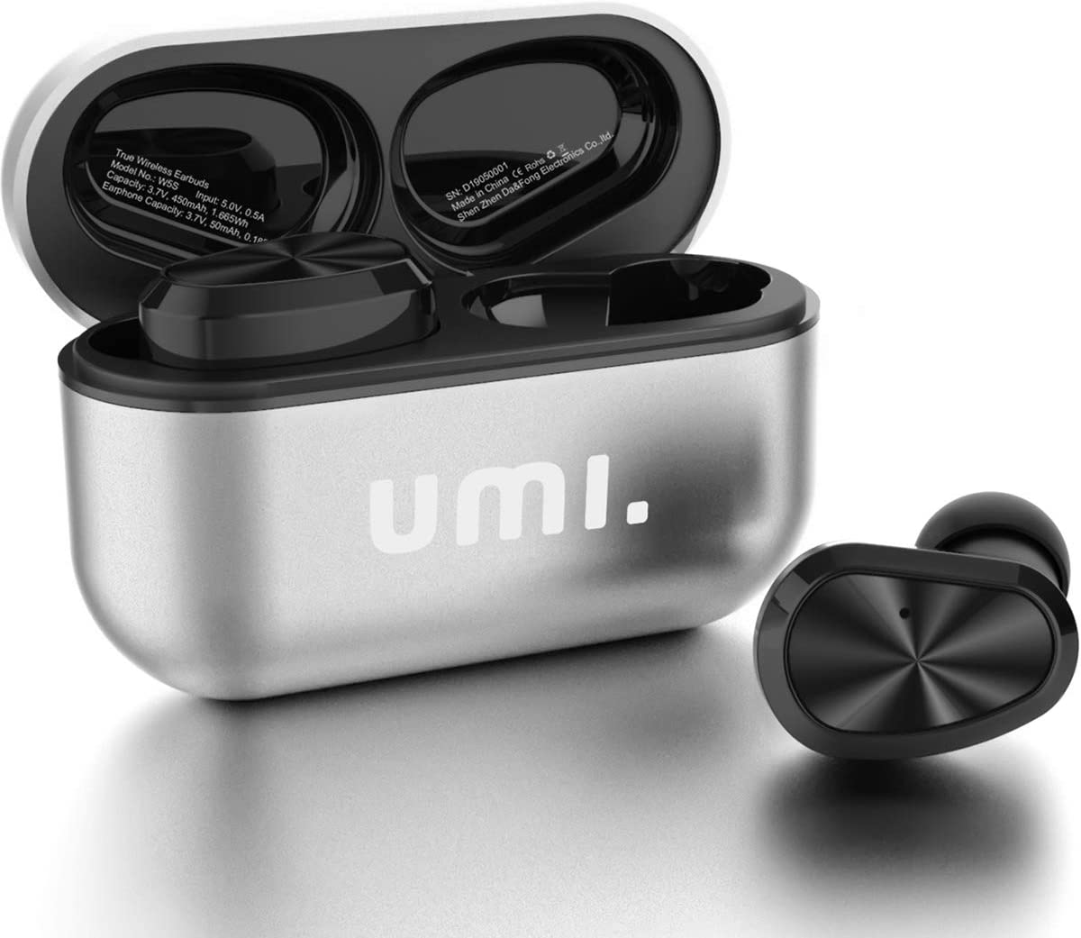 Słuchawki bezprzewodowe dokanałowe UMI W5s Bluetooth 5.2 IPX7 srebrny